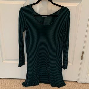 Everly Green and Navy Long Sleeved Dress